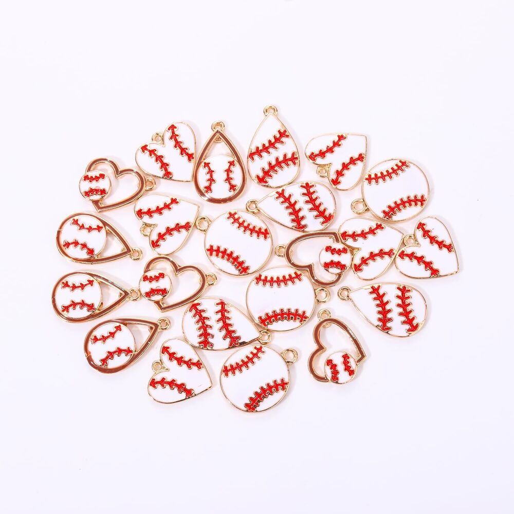 9443 20PCS Sports Charms Enamel Basketball Baseball Pendant Charms - Picture 5 of 6